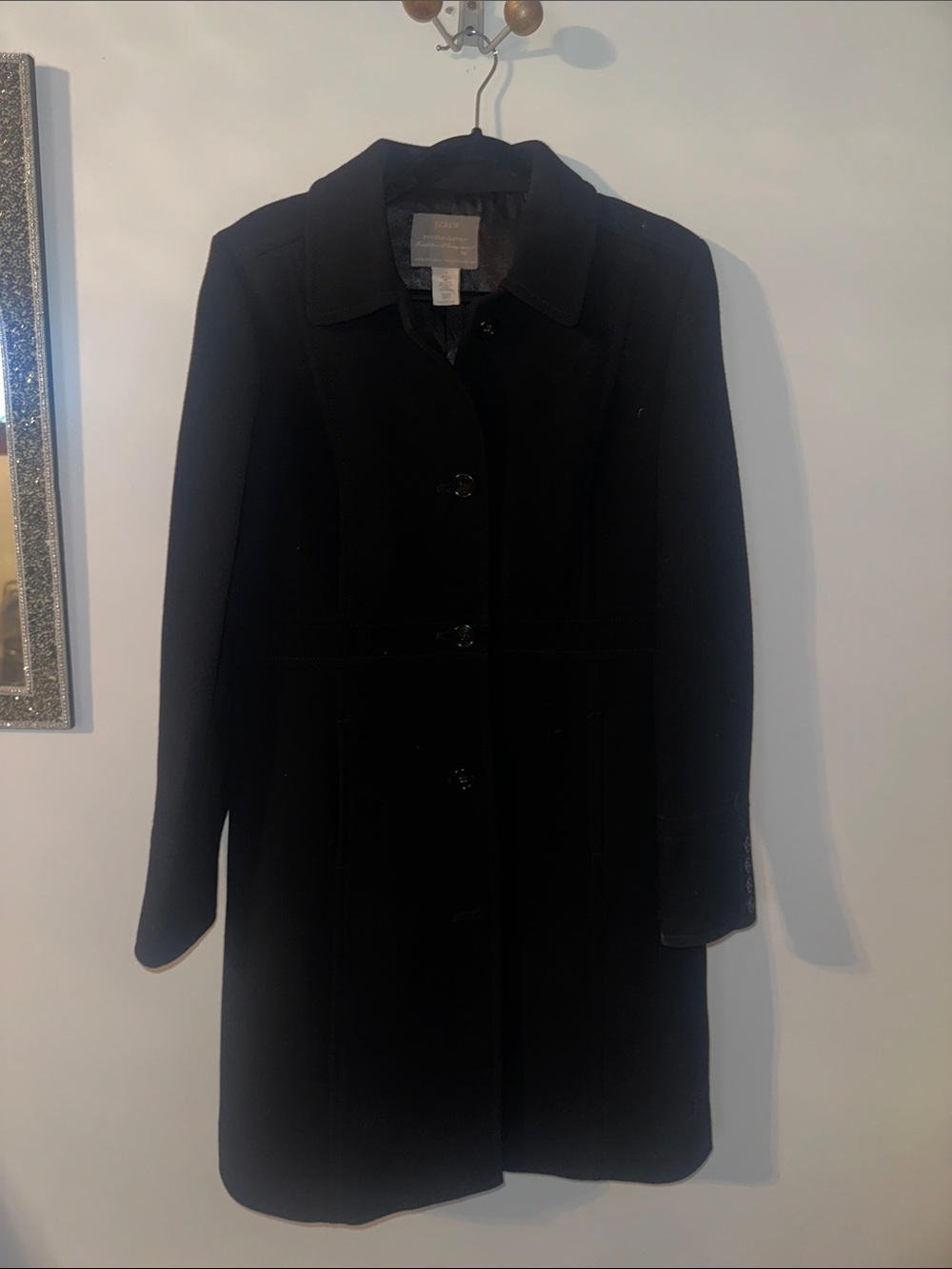 J. Crew Black Classic Button-Front Trench Coat